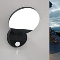 PEBIN Wired Motion Sensor Outdoor Lights Fixtures LED 18W Modern Exterior Porch Lights Wall Sconces Light for Doorway Patio Garage Matt Black Round