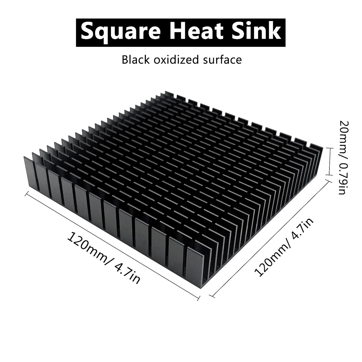 120mm Large Aluminum Heatsink 120x120x20mm / 4.72x4.72x0.79Inch/ Heat Sink Square Cooler for WiFi Router Cooling Base and Power Supply IC Graphics
