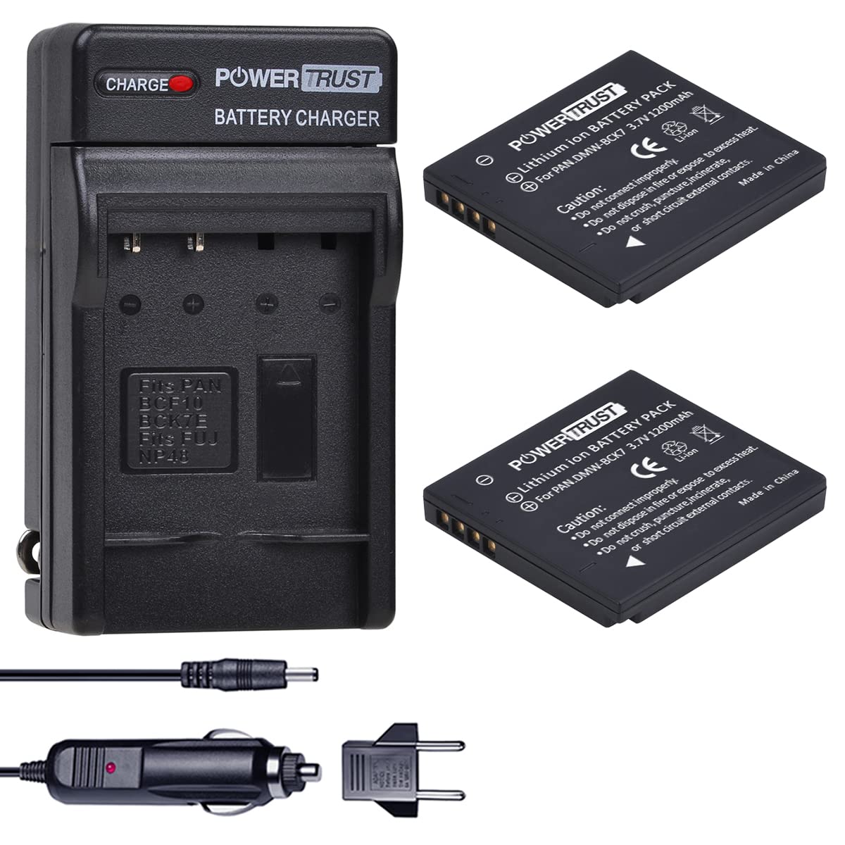 PowerTrust DMW-BCK7 Battery and Charger Kits for Panasonic DMWBCK7 DMC-SZ02, DMC-SZ1, DMC-SZ5, DMC-SZ7, DMC-TS20, DMC-TS25, DMW-BCK7PP, DMW-BCK7E