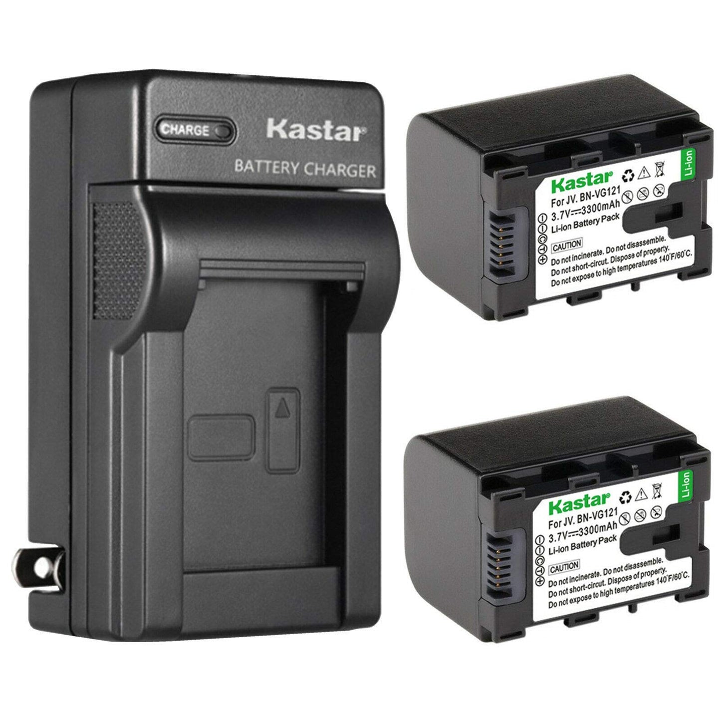 Kastar 2-Pack Battery and AC Wall Charger Replacement for JVC AA-VG1U AA-VG1US AA-VG1USM GZ-E10 GZ-E100 GZ-E180 GZ-E200 GZ-E200AU GZ-E200BU GZ-E200RU