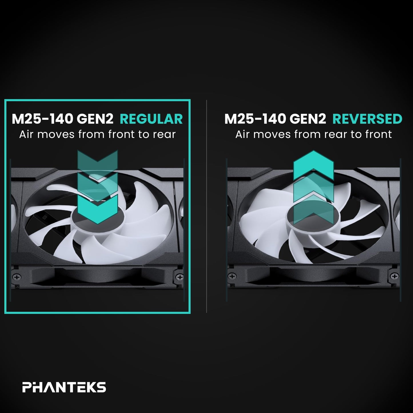 Phanteks M25-140 Gen2 Triple Pack, 3X 140mm ARGB High Performance Cooling Fans, Daisy-Chain Unified Fan Frame, Infinity Mirror hub, Single Cable