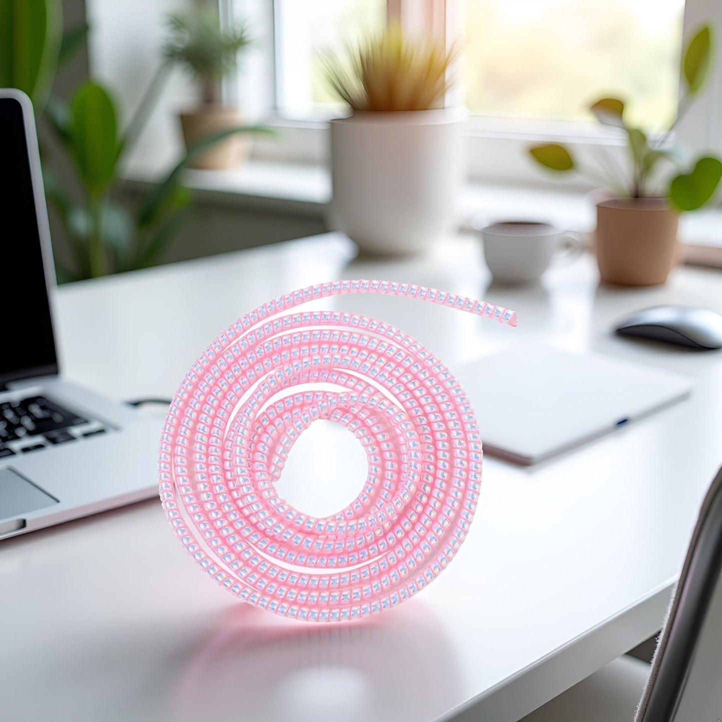 Pink Spiral Cable Protector, Chargers Cable Protector Data Cable Protect Sleeve, Headphone Cable Saver for Phone Earphone USB Data Cable,Cord