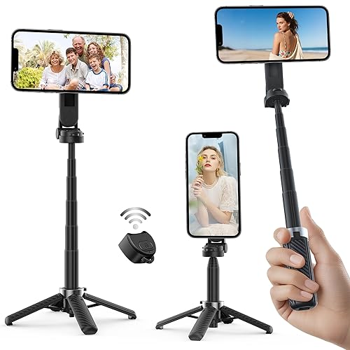 NKDFRI Opticnock 4-in-1 Magnetic Selfie Stick for iPhone/Android - 360° Rotatable, Extendable with Wireless Remote | Pocket Size | Includes Phone Ring