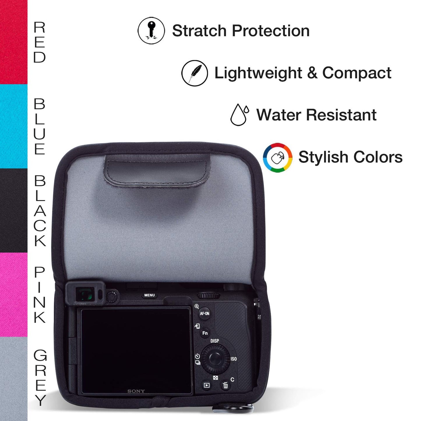 MegaGear MG1957 Ultra Light Neoprene Camera Case Compatible with Sony Alpha 7C, A7 C, A7C II, A7C (18-55mm) - Gray