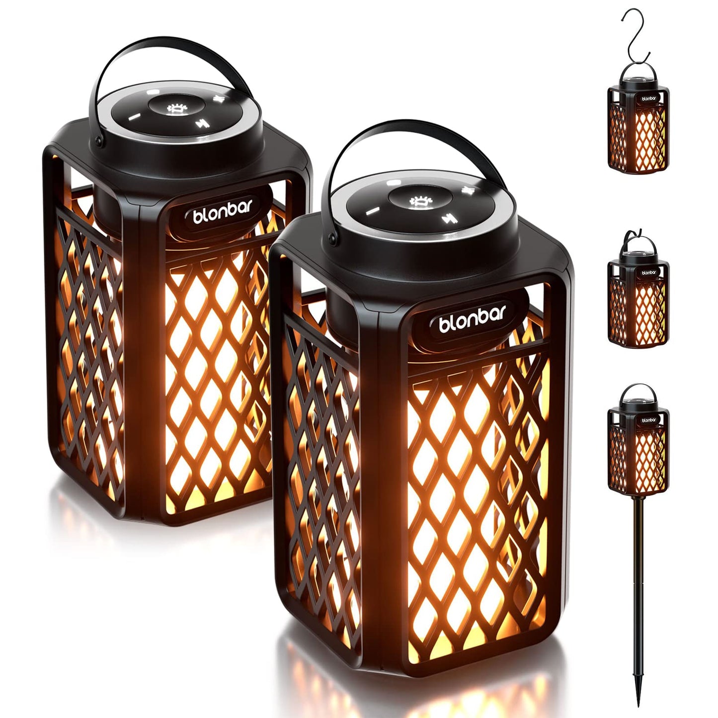 blonbar 2pcs Outdoor Speakers with Torch Atmosphere,10W Portable Bluetooth Stereo Speaker,IP65 Waterproof Led Flame Speakers, Torch Lights for Patio