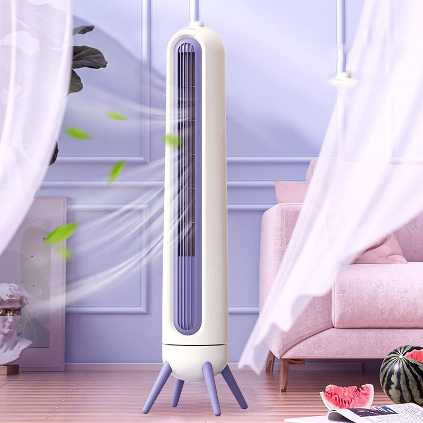 YWangQiang Silent Tower Fan Vertical Bladeless Fan 220v Household Small Circulating Fan for Living Room, Bedroom Office Fans (Color : Apricot, Size