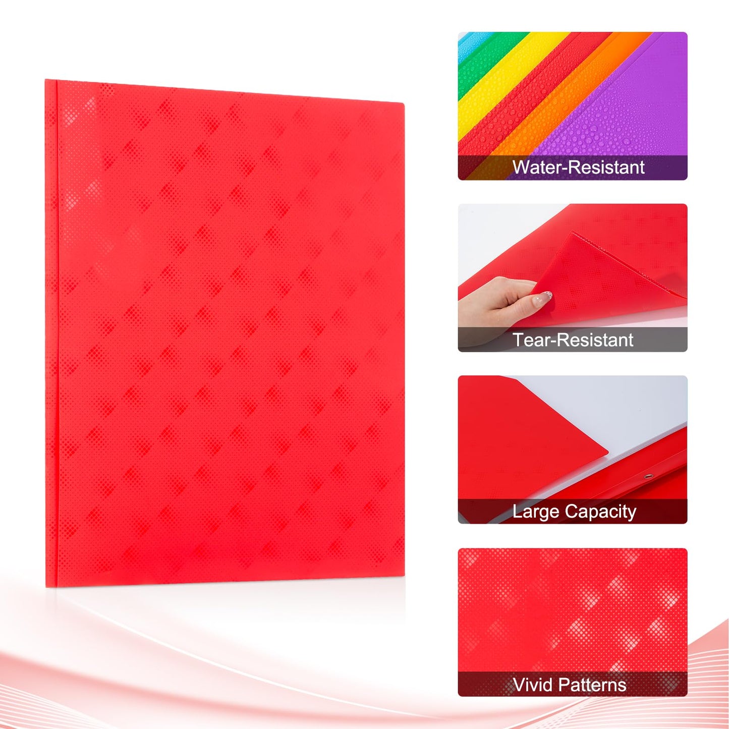 ViVin Plastic Folders with Pockets and Prongs,6 Pack,Heavy Duty 2-Pocket File Folder with 3 Fasteners,Fits Letter Size Paper,for School Home