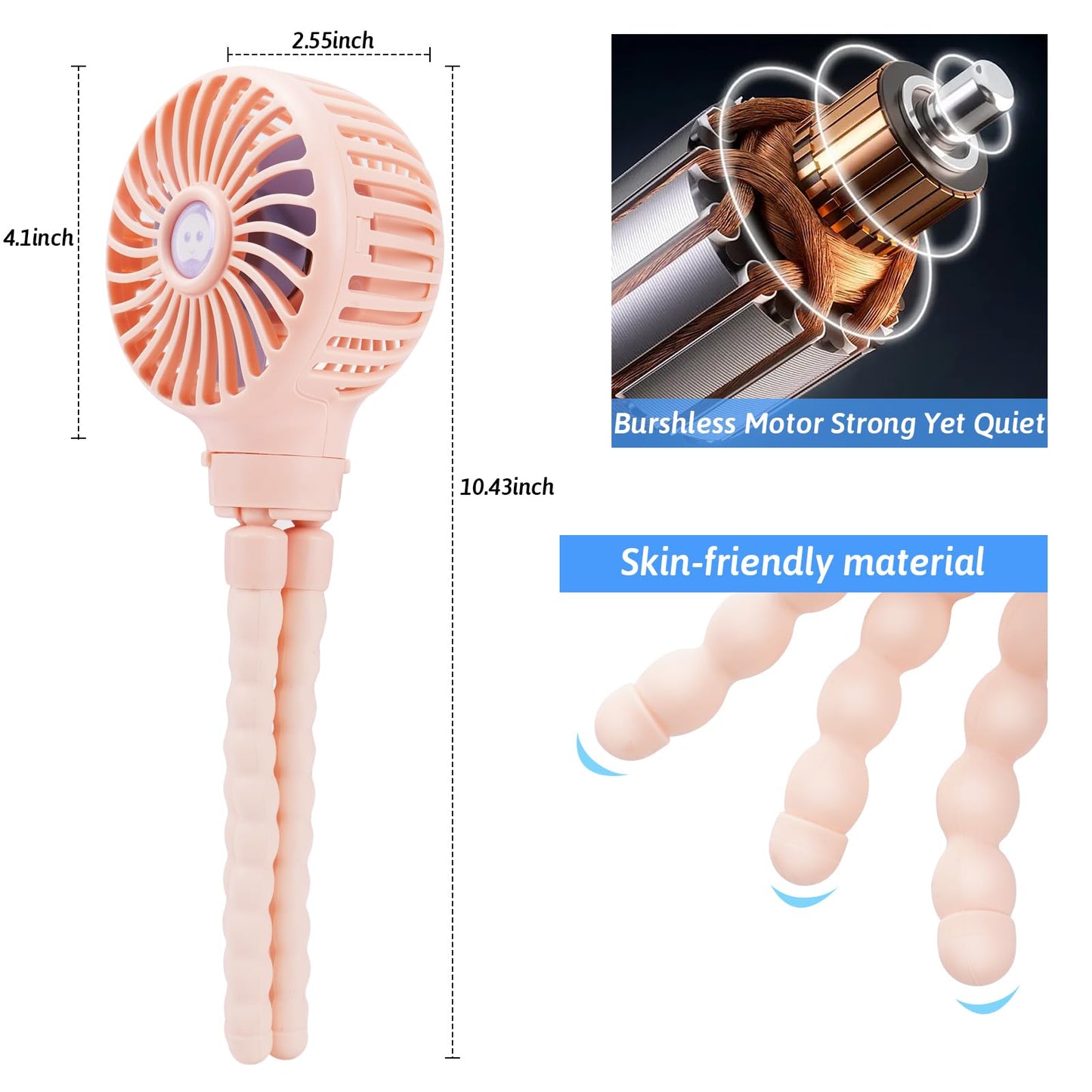 Portable Stroller Fan USB Clip on Fan Rechargeable Small Personal Mini with Removable Flexible Tripod 3 Speed 360° Rotate Can Handheld and Desk