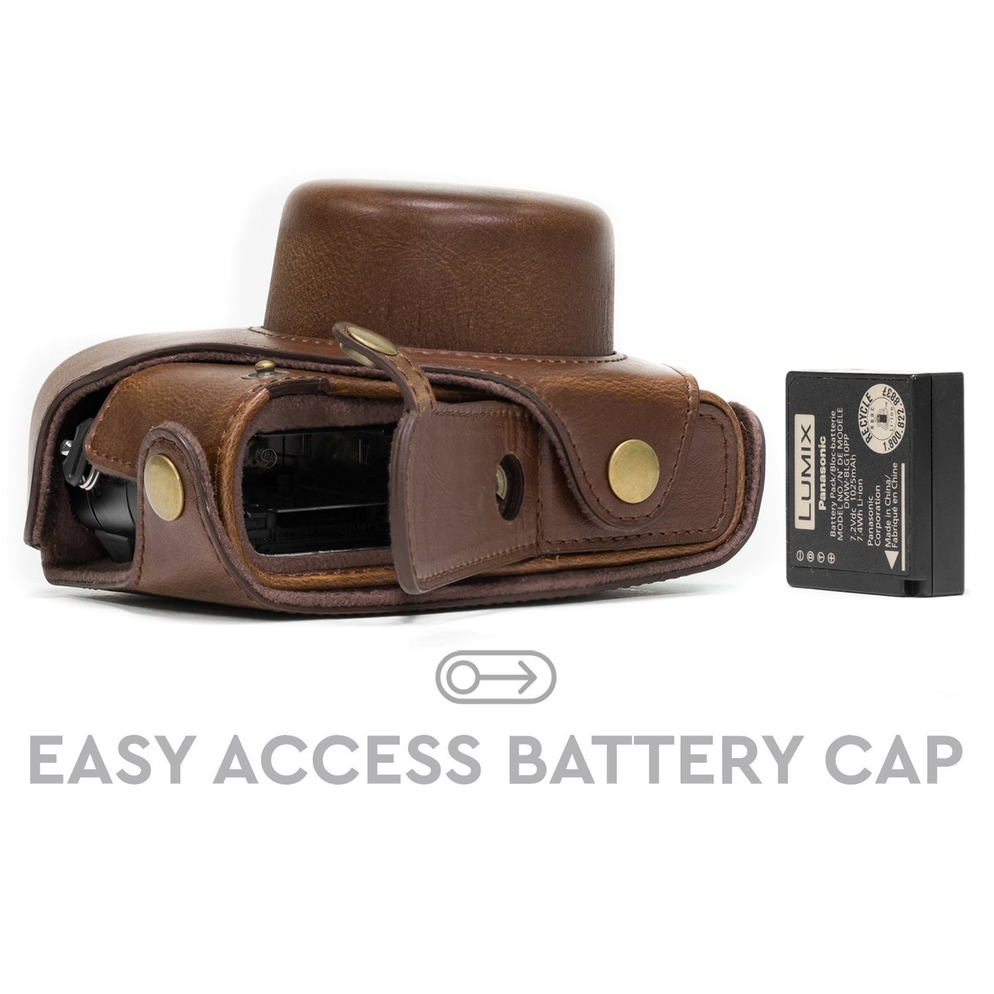 MegaGear "Ever Ready" Protective Leather Camera Case, Bag for Panasonic LUMIX LX100, DMC-LX100 Camera (Dark Brown)