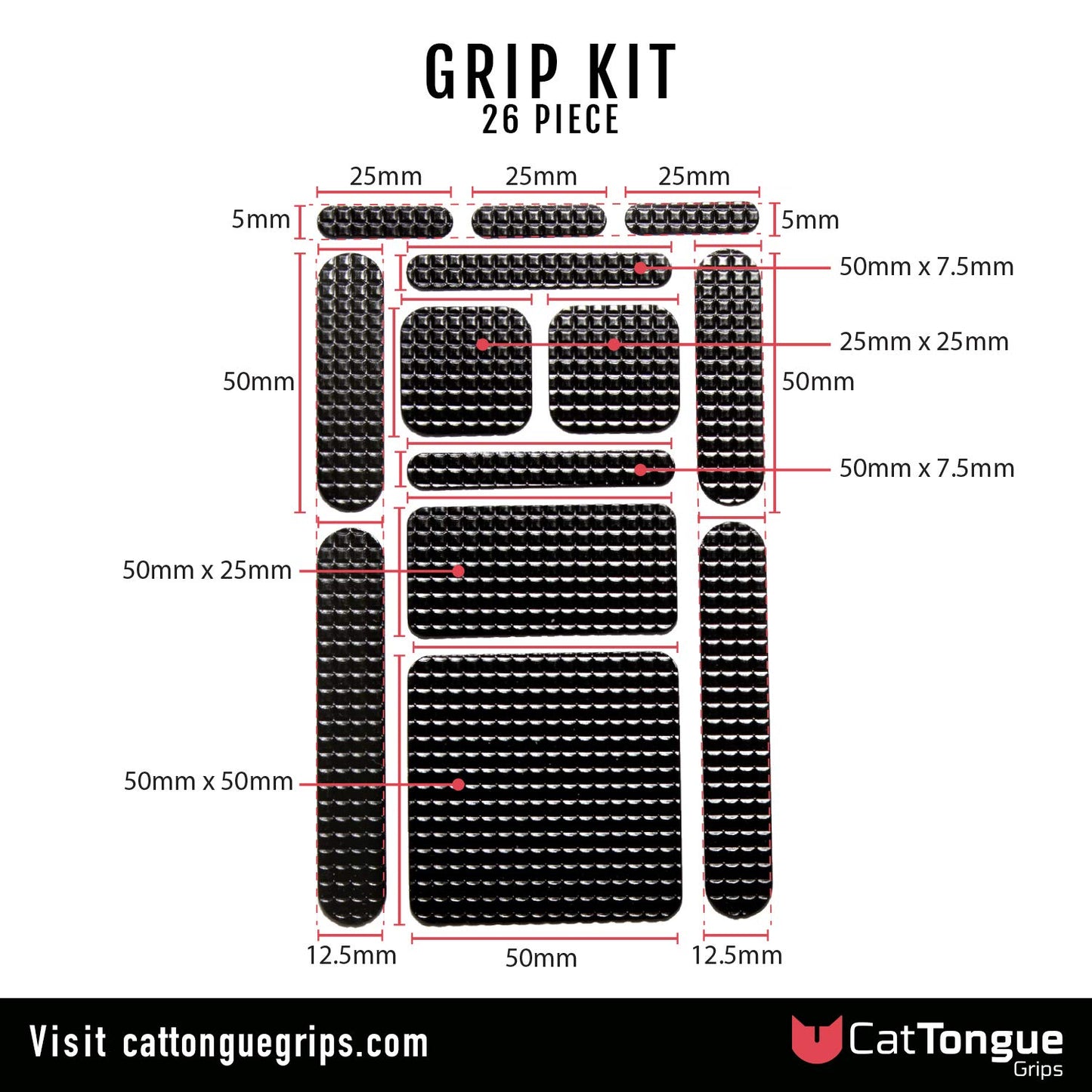 CATTONGUE GRIPS Non-Abrasive Grip Tape Strips - Heavy-Duty, Pre-Cut Anti-Slip Tape for Phones, Tablets, Crafting & More - Indoor & Outdoor Anti-Slip