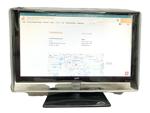 White VINYL Monitor Cover WITH CLEAR FRONT Compatible with LG 27'' Full HD Monitor, Anti Static, Waterproof Monitor Dust Cover by Perfect Dust Cover