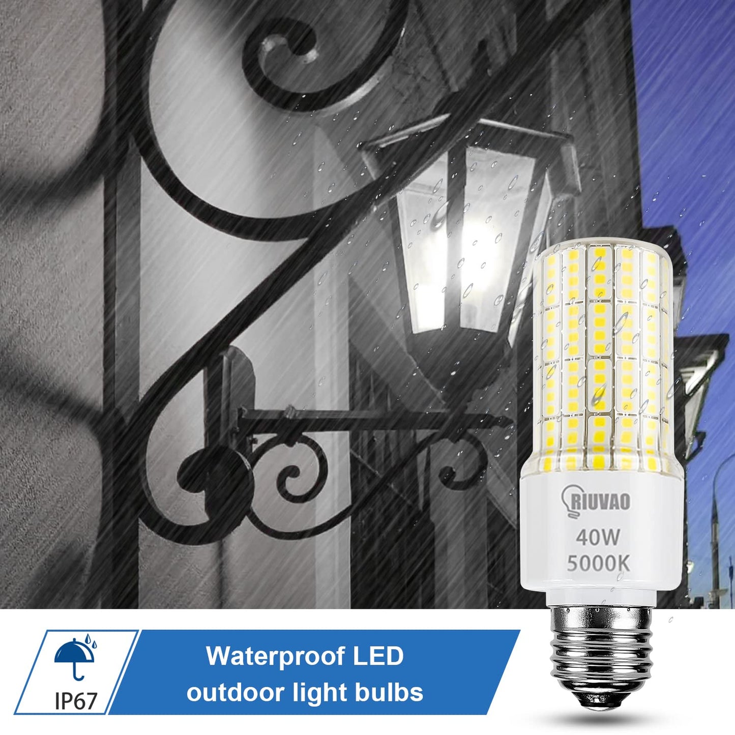 Led Light Bulbs 300W Equivalent Super Bright 5000Lm 5000K Cool Daylight White Led Bulb E26/E27 Medium Base 40w Waterproof Led Corn Light Bulb