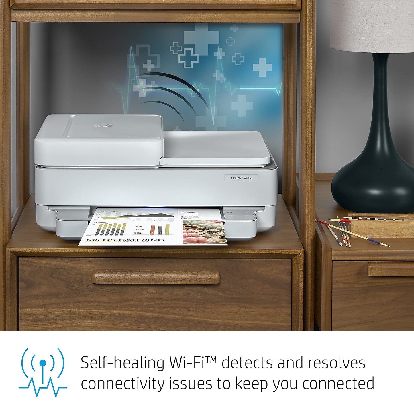 HP Envy Pro 6455 Wireless All-in-One Printer, Mobile Print, Scan & Copy, Auto Document Feeder, Instant Ink Ready, Works with Alexa (5SE45A)