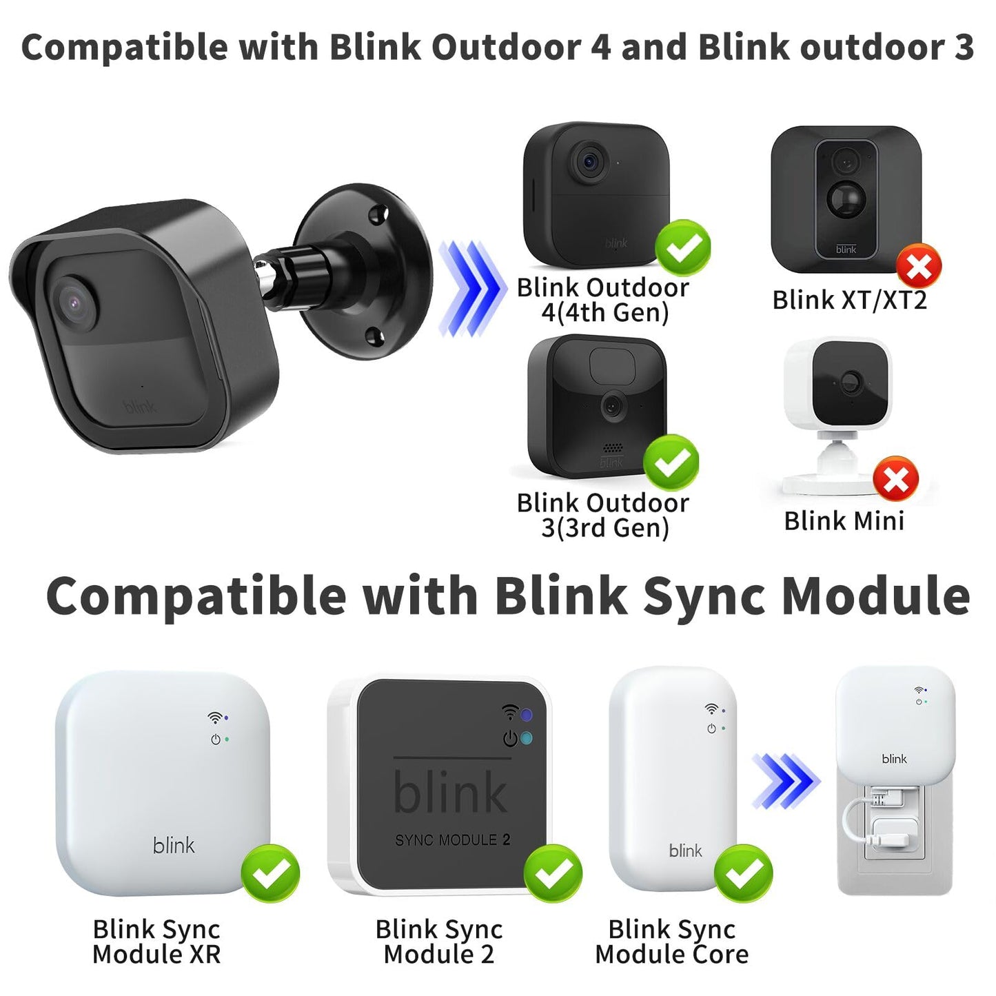 Camera Mount for Blink Outdoor 4 (4th Gen) and Blink Outdoor (3rd Gen), 5 Pack Weatherproof Protective Housing and 360 Degree Adjustable Mount