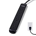 Philips 6 Outlet Surge Protector Power Strip, Designer Braided Power Cord, 4 Ft Power Cord, Flat Plug Extension Cord, Perfect for Office or Home