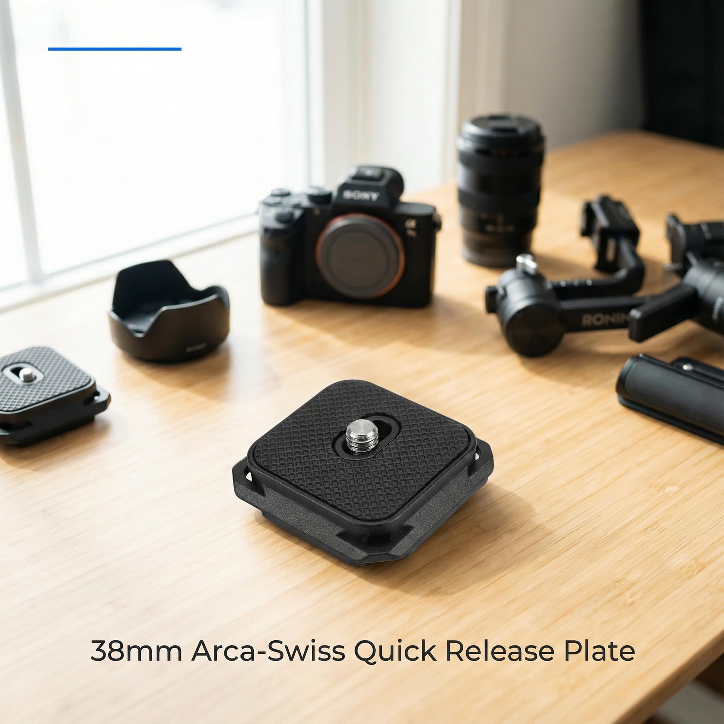 38mm Arca-Swiss Quick Release Plate 2 Pack, 4-Sided Square QR Camera Mount with Safety Pins, 1/4"-20 Screw Compatible with Peak Design Capture Clip
