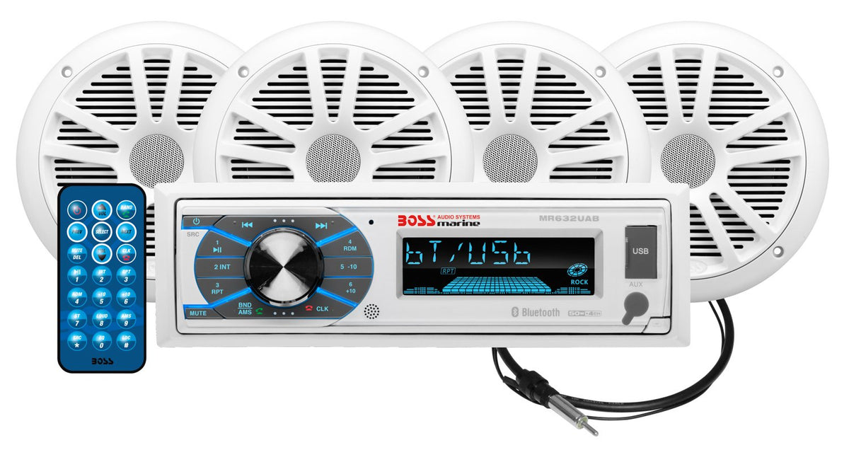 BOSS Audio Systems MCK632WB.64 Marine Boat Stereo & 6.5 Inch Speaker Pair
