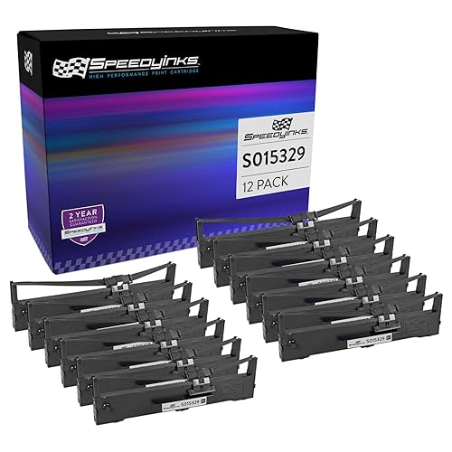 SPEEDYINKS Compatible Printer Ribbon Cartridge Replacement for Epson S015329 (Black, 12-Multipack) Compatible with the Following Epson Printer Model
