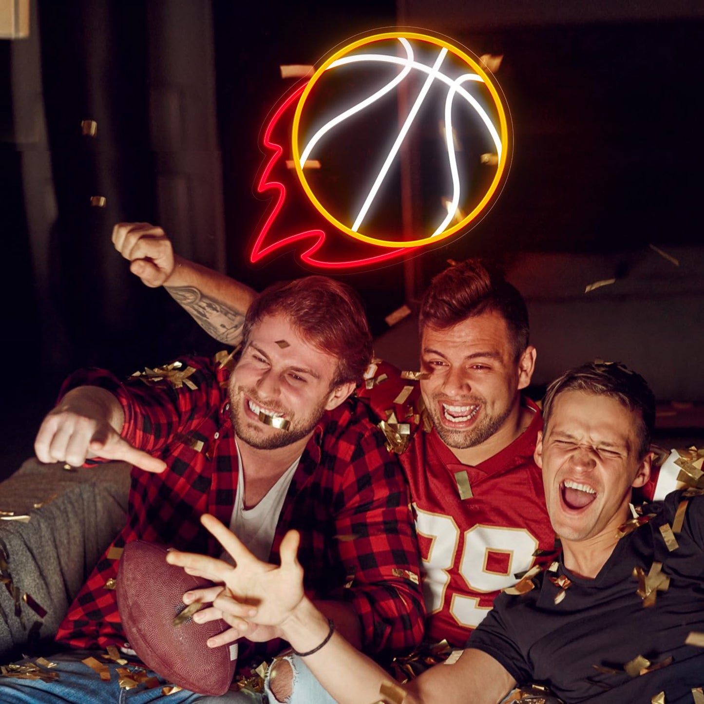 Basketball Neon Sign, 12.6×11.6 Inch Basketball Led Neon Light, Dimmable LED Neon Signs for Wall Decor, Wall Decor Aesthetic, Sports Neon Signs
