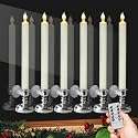 DRomance Flameless Window Candles with Remote and Timer, Battery Operated LED Taper Candles with Suction Cups Set of 6 Christmas Window Candle Holiday