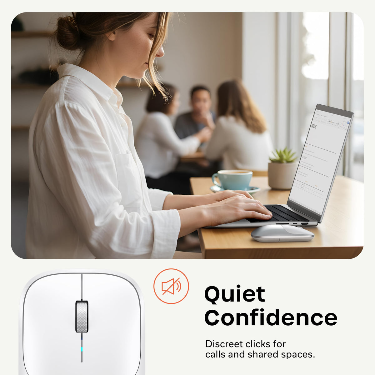 Satechi Slim EX Wireless Mouse, Bluetooth & 2.4 GHz, Quiet Clicks, Silver