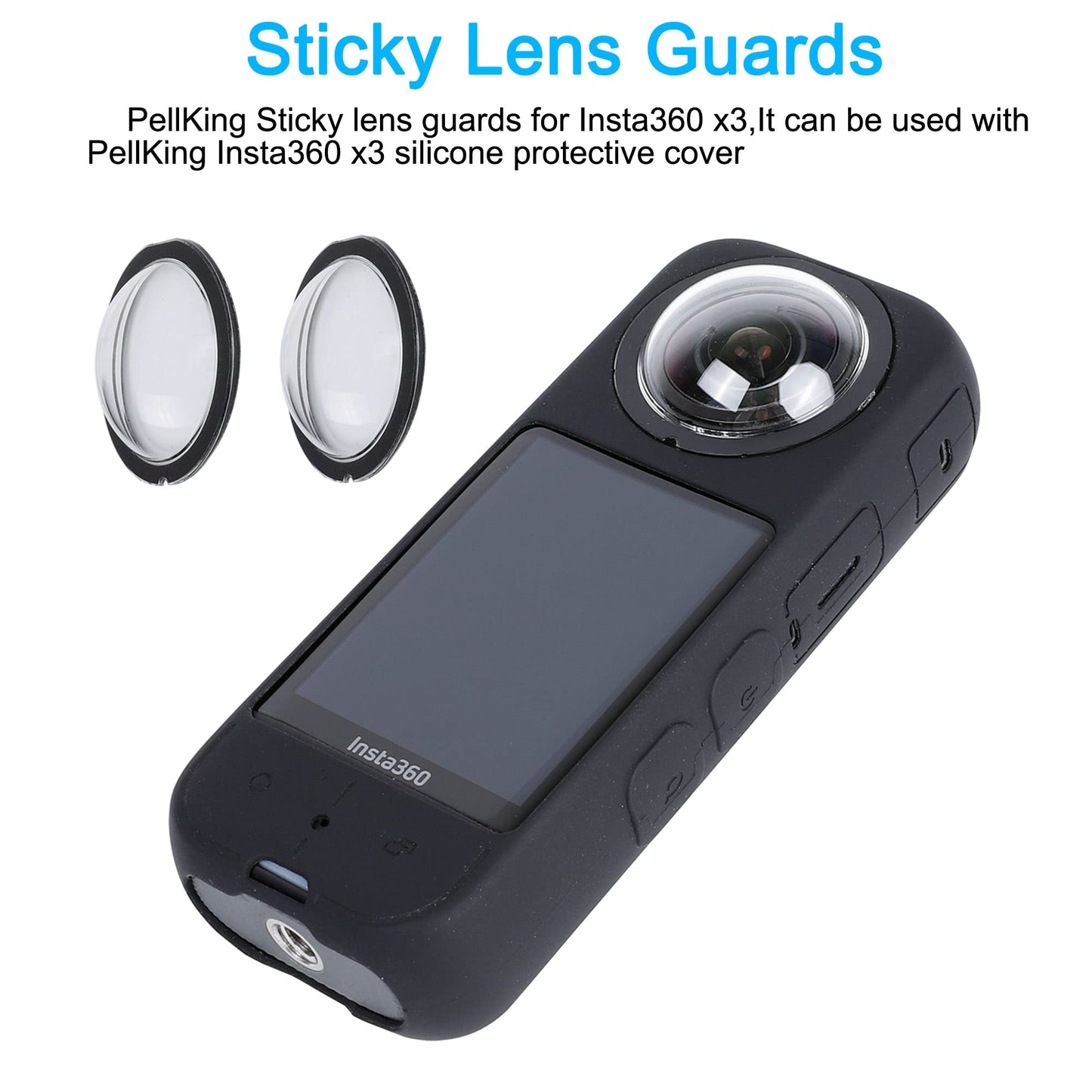 PellKing Camera Protective Accessories Kit for Insta360 X3, Insta 360 X3 Bundle Include Lens Guard/Silicone Protective Cover/Screen Protectors/Camera