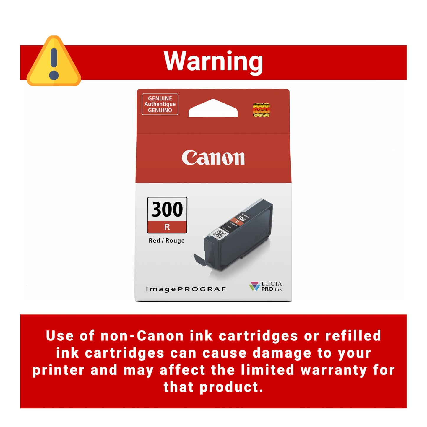 Canon PFI-300 Genuine Red Ink Tank, Compatible with ImagePROGRAF PRO-300 Printers