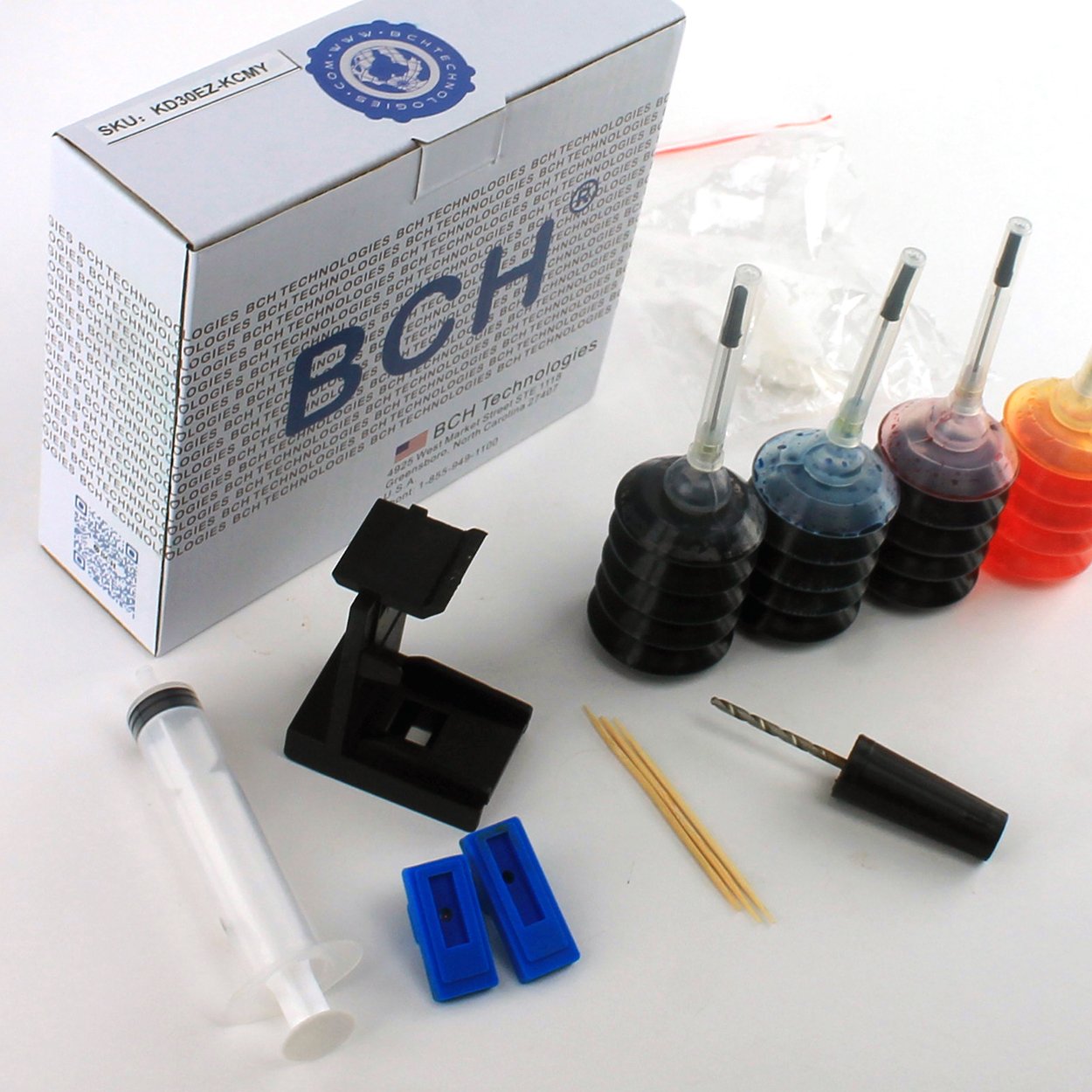BCH Ink Refill Kit - Compatible with Select HP Ink Cartridges (67, 63, 65, 61, 64, 62, 910XL) - High-Yield Ink for Inkjet Printers - Vibrant Colors