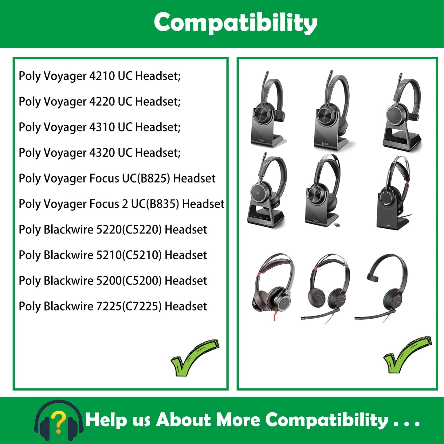 ACCOUTA Premium Replacement Earpads Cushions Compatible with Poly Voyager Focus UC/Voyager Focus 2 UC Headphones Ear Pads with Softer Protein Leather