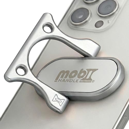 Mobi Handle: Patented 3-Finger Phone Grip & Stand - Comfortable & Secure Loop Holder for iPhone & Android - Ultra-Slim Zinc Alloy - Magnetic Mount