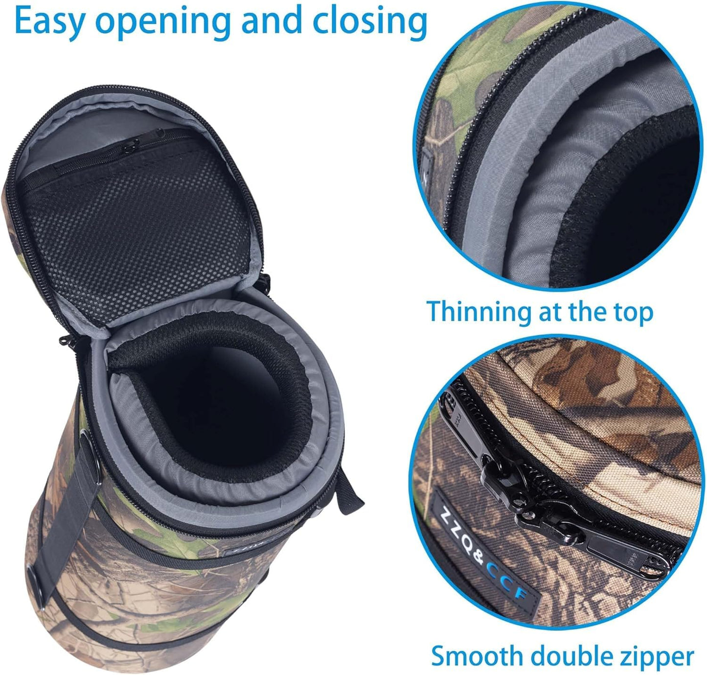 ZZQ&CCF Camera Lens Pouch Bag for Canon RF 200-800mm F6.3-9, Large Thick Lens Carry Bag, Water Resistant Protective Camera Lens Pouch