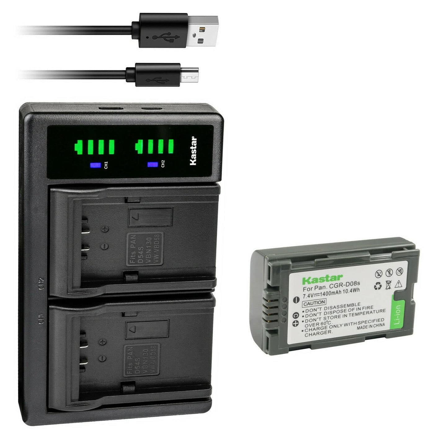 Kastar 1-Pack CGR-D08S Battery and LTD2 USB Charger Compatible with Panasonic AG-DVC15, AG-DVC15P, AG-DVC30, AG-DVC30E, AG-DVC32, AG-DVC33, AG-DVC60