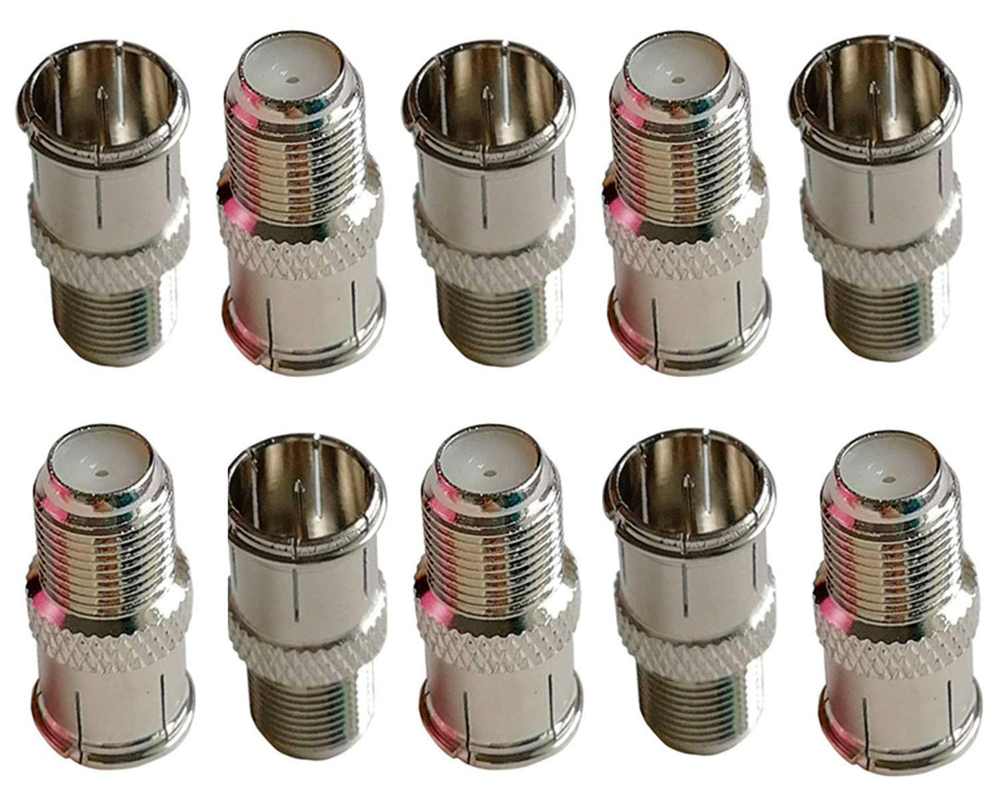 iMBAPrice (10 Pack F-Jack to F-Quick Push On Plug F-pin Coaxial Quick Connect Adapter on coaxial Cables for Connection to Device Like Cable Modern