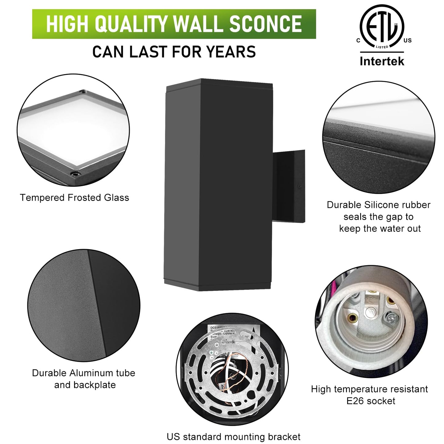 Outdoor Light Fixture Wall Mount, Exterior Lighting fixtures for Outside, Front Porch Lights, Waterproof Wall Sconce Lamp, Black Coach Lights