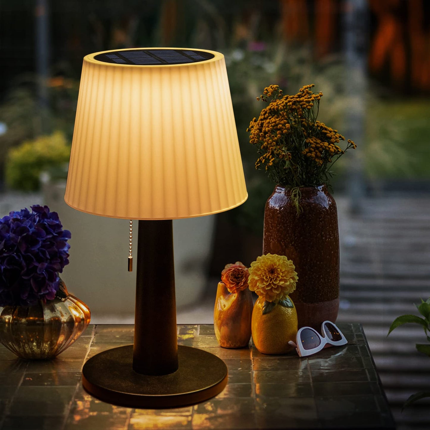 Beautyard Solar Table Lamps Outdoor Indoor - Mothers Gifts 3 Lighting Modes, 4000mAh Eye-Caring LED Waterproof Cordless Solar Desk Lamp with Pull
