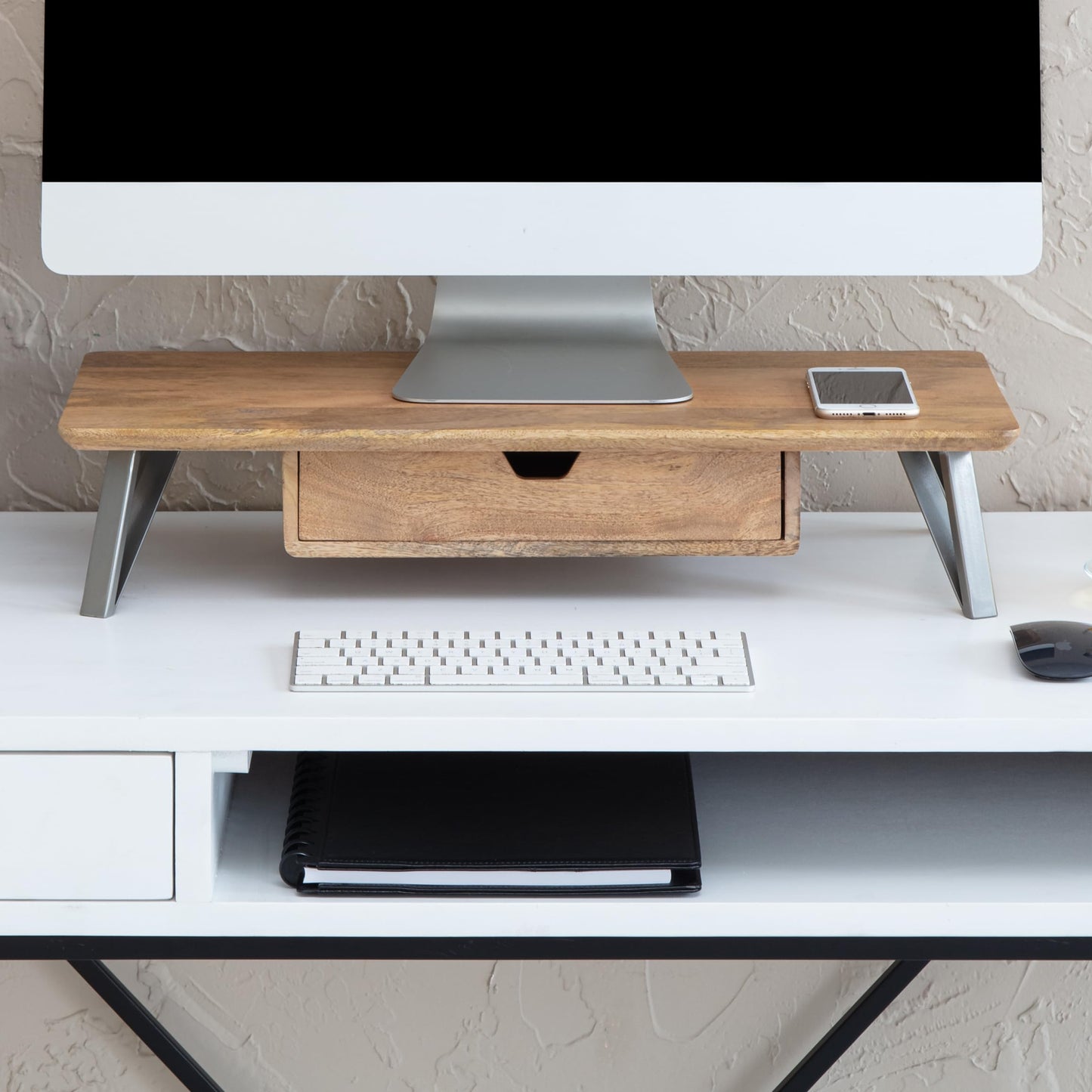 Anji Mountain Monitor Stand - Desktop Organizer & Laptop Riser, Ergonomic Monitor Riser, Space-Saving Monitor Stand for Desk, Durable Construction