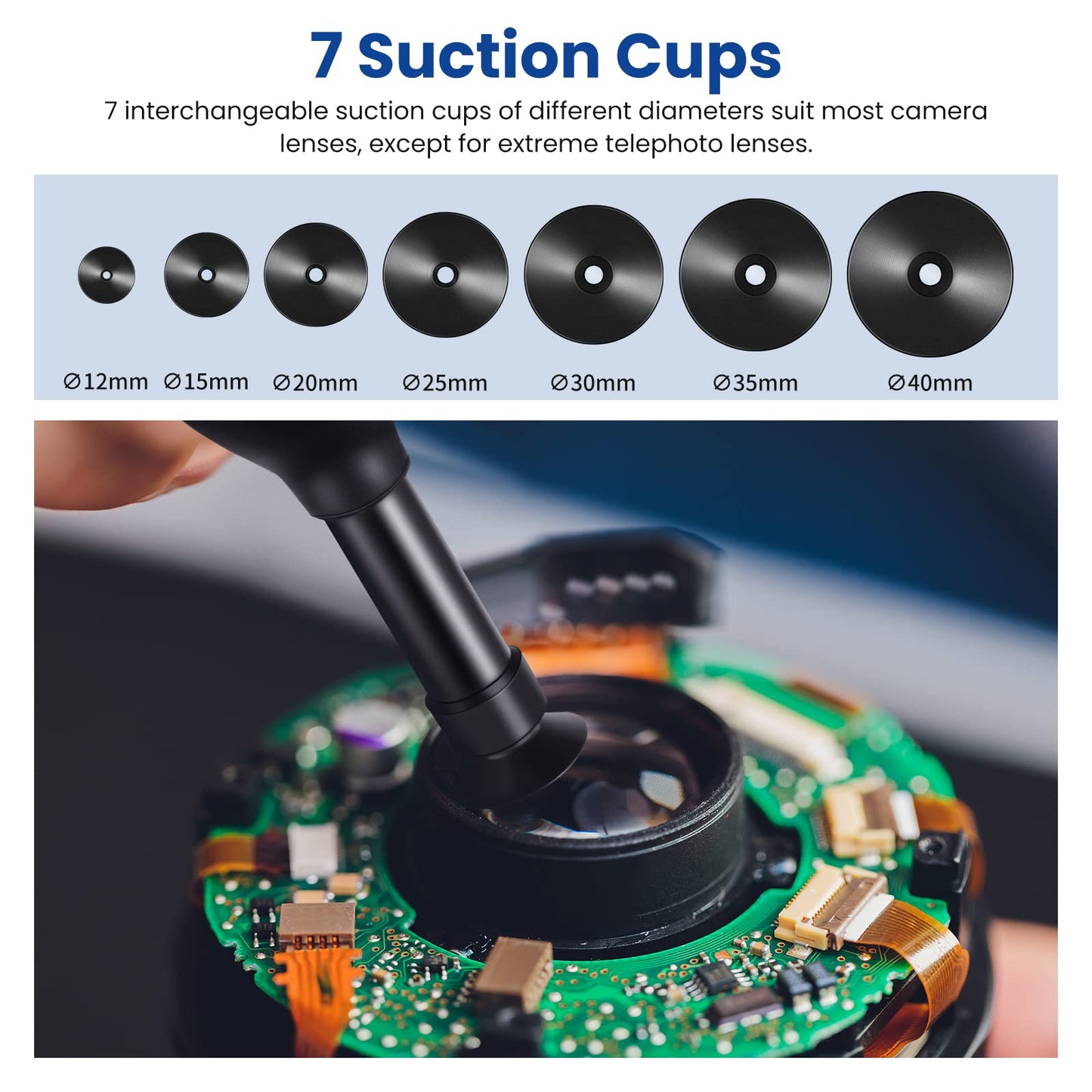 NEEWER 8-in-1 Lens Sucker Kit, IC Pick Up Vacuum Suction Pen with 7 Interchangeable Suction Cups Lens Repair Tool for Repair and Cleaning, Watches