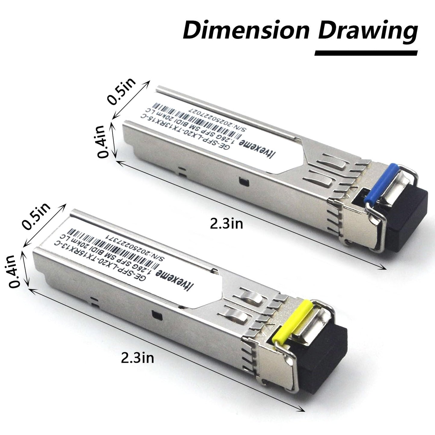 2 Pairs 1.25G BIDI SFP Network Transceiver Module, 1.25 Gigabit Single Mode, LX SM 1310nm 1550nm 20km, Single Fiber Interface for Router, Network