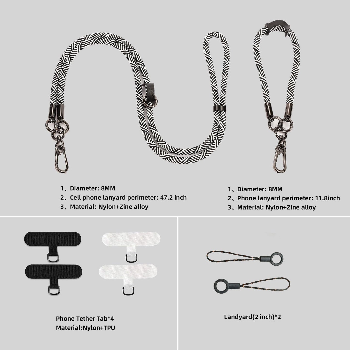 DOLOVIN Phone Lanyard 2 Pack Universal Phone Wrist Strap for Camera Keychains for Phone Case Offices Lanyard Crossbody Rope