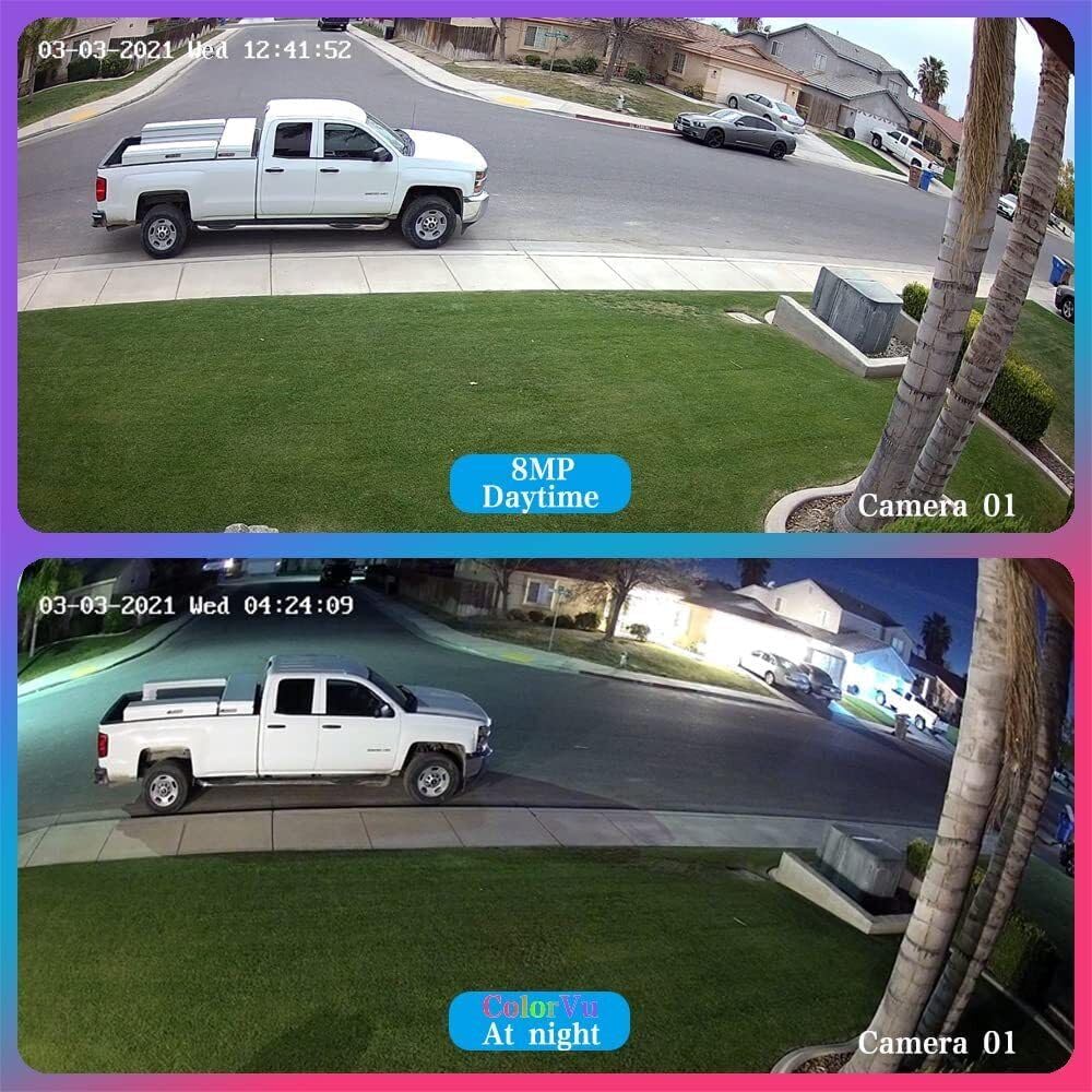 VIKYLIN 4K 8MP Full Color AI Turret IP PoE Camera,F1.0 Aperture 98ft Color Night Vision,Built-in Mic,Human/Vehicle Detection,2.8mm Lens,H.265,IP67