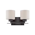 Nuvo Lighting 60/5302 Parallel Two Light Vanity 100 Watt A19 Max. CUL Damp Location Etched Opal Glass Aged Bronze Fixture