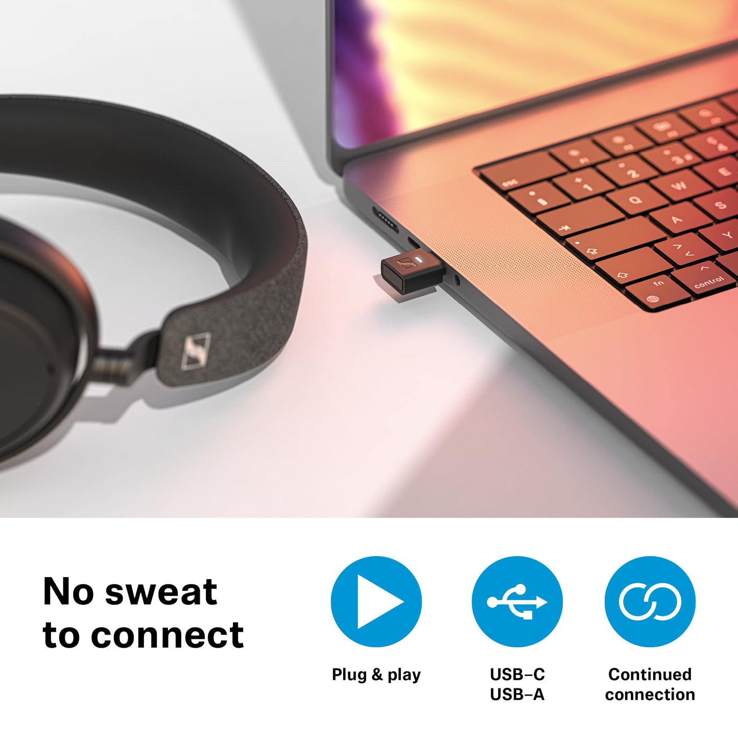 Sennheiser BTD 700 Bluetooth USB Dongle - aptX Lossless, Auracast, Plug & Play Audio Transmitter for Headphones and Speakers - Ultra-Low Latency