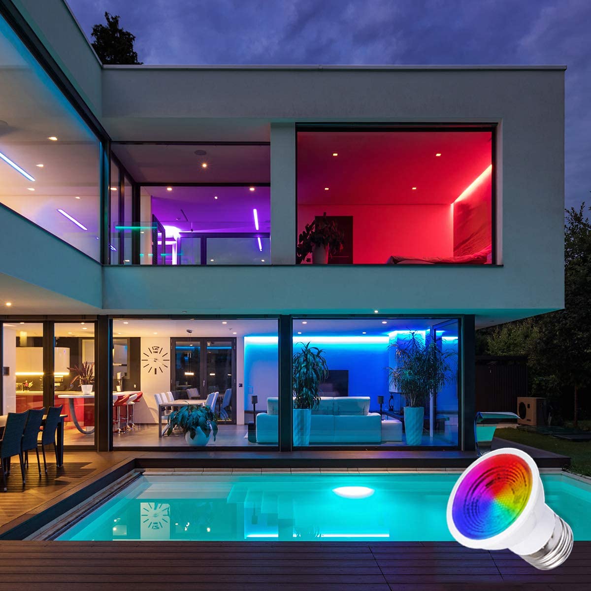 ILC GU10 LED Light Bulb 40 Watt Equivalent Color Changing 12 Colors 5W Dimmable Warm White 2700K RGB LED Light Bulbs with Remote Control (Pack of 8)