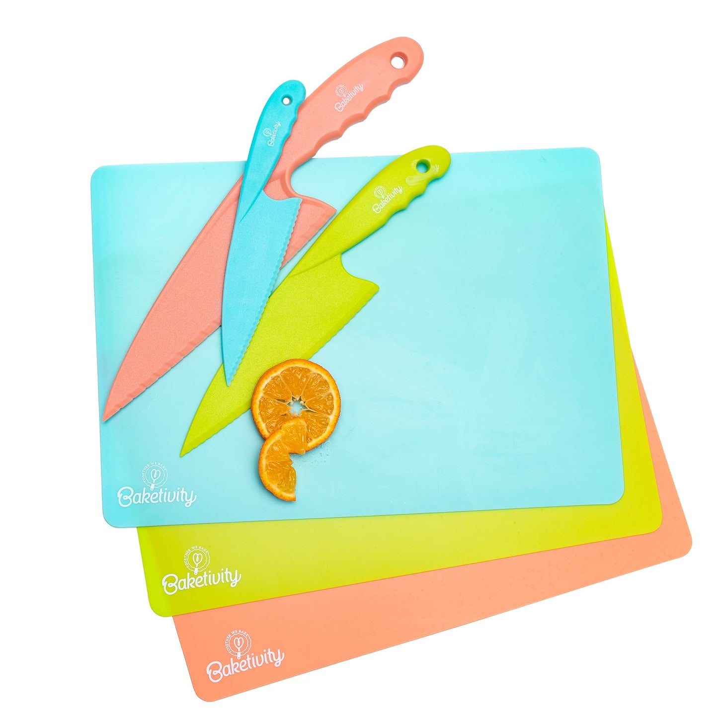 Baketivity 6 Piece Kids Cutting Board and Knife Set | Plastic Knives and Flexible Cutting Boards for Safe and Fun Cooking | Dishwasher Safe Kids…
