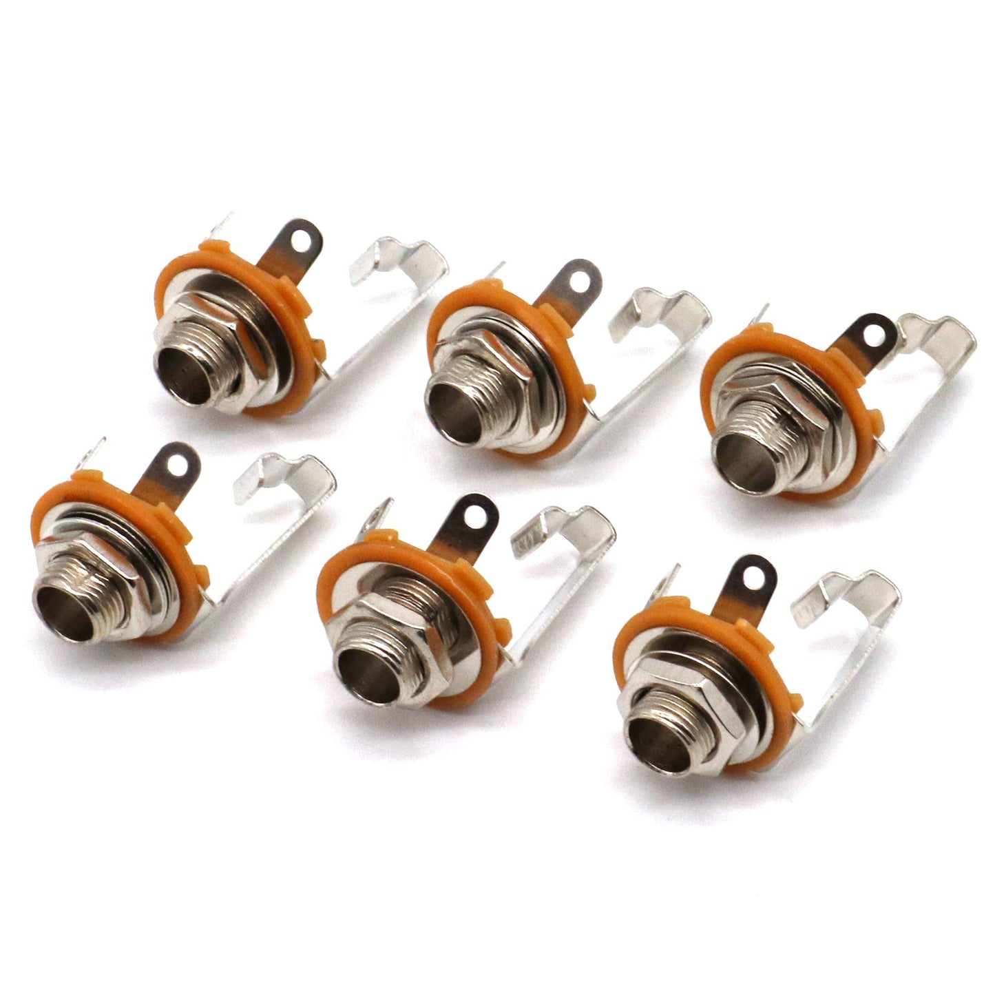 LOCHSOEL 6.35mm (1/4inch) Female Mono TS Socket Panel Mount Jacks, Patch Cables, Microphone Connector Adapter 6 Pack
