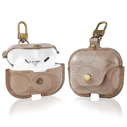 for AirPods Pro 2nd/1st Generation Case Cover, Luxury Leather Full Body Shockproof Protective Cover for AirPods Pro 2&1 Gen Case for Women Men-Brown