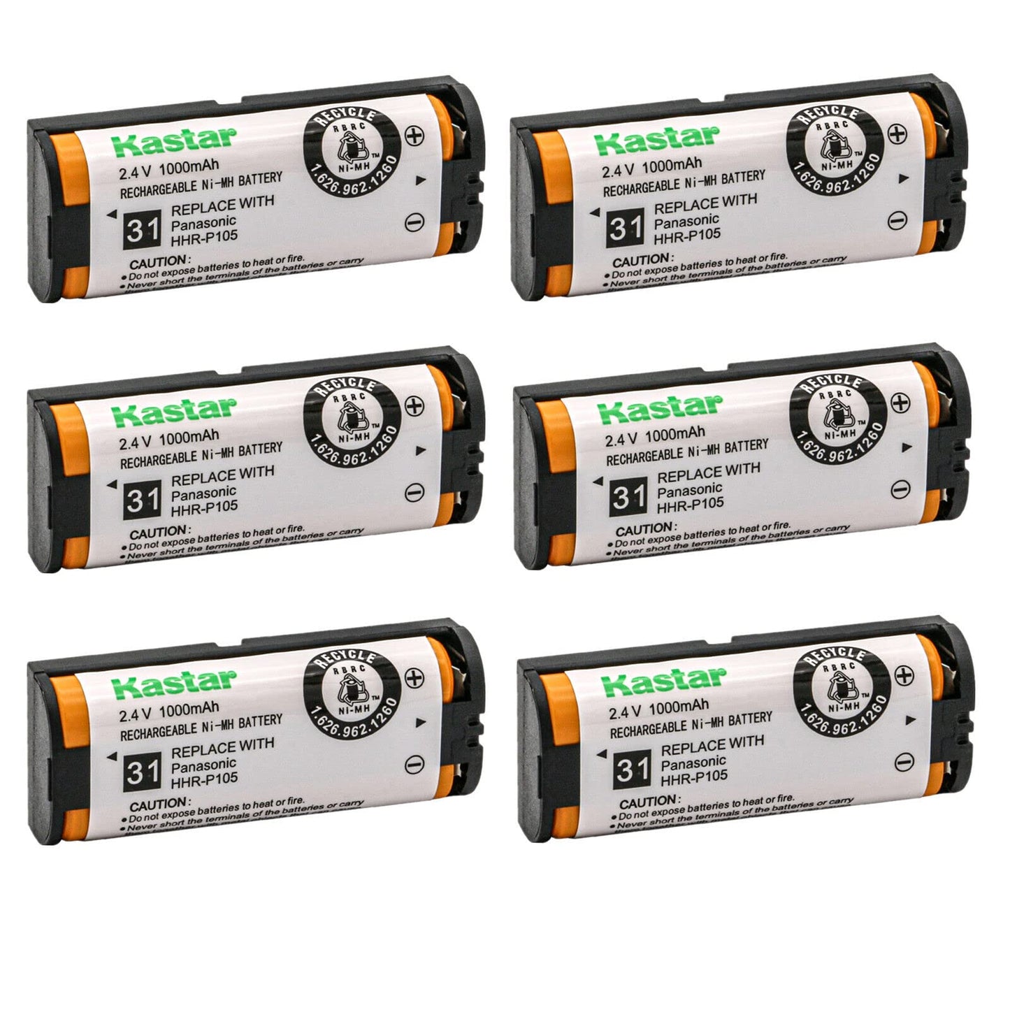 Kastar 6-Pack Battery Replacement for Panasonic KX-TGA242 KXTGA242 KX-TGA243 KXTGA243 KX-TGA246 KXTGA246 KX-TGA570 KXTGA570 KX-TGA570S KXTGA570S