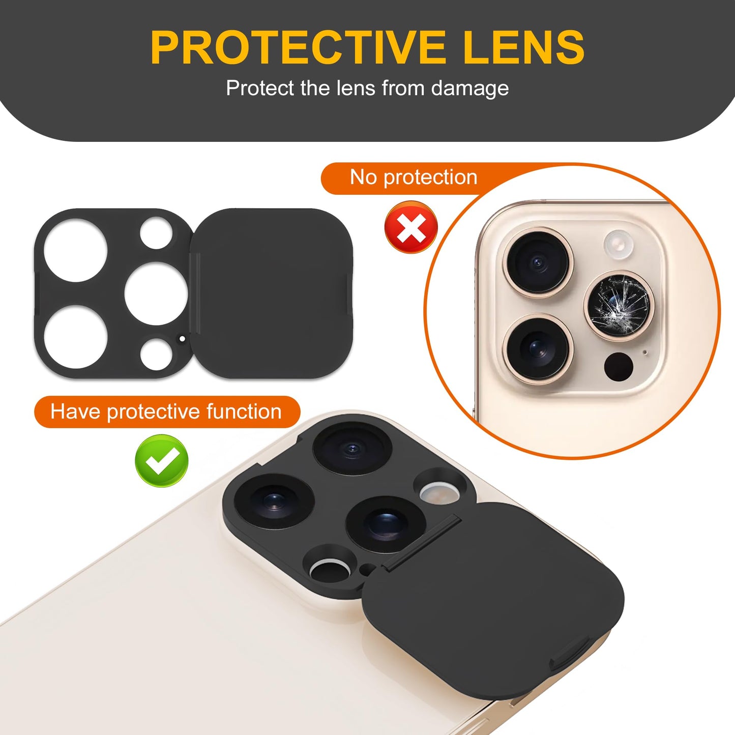 3 Pack Privacy Cover Compatible for iPhone 14 Pro/iPhone 14 Pro Max with 2 Front Camera Privacy Cover, Anti-Spy Camera cover, Easy-Adhesive Design