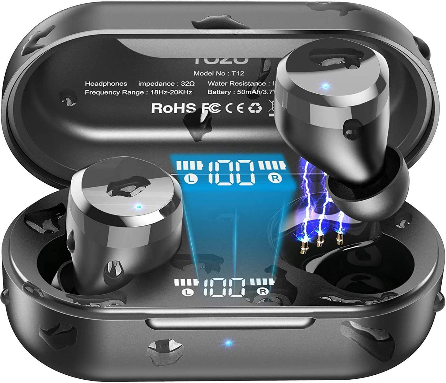 TOZO T12 Wireless Earbuds Bluetooth 5.3, Premium Sound, LED Digital Display