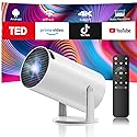 Projector with WiFi and Bluetooth, Mini Projector, 4K 1080P Support Portable Wireless Movie Projectors 220° Rotatable 130'' Screen Auto Keystone